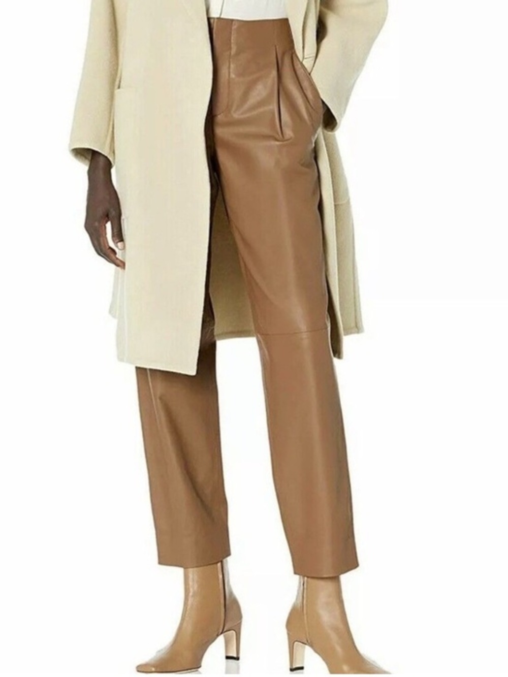 NWOT Vince 100% Lamb Leather Pants Cognac Brown Slim Tapered Size 4